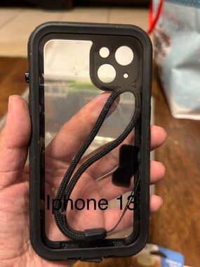iPhone 13 Black Clear Protective Phone Case with Lanyard